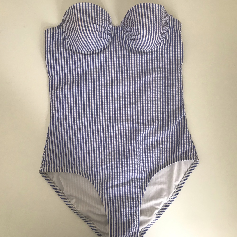 Jcrew seersucker one piece swimsuit size 0